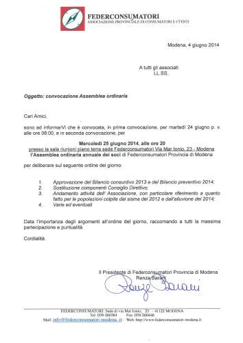 Al momento stai visualizzando Convocazione Assemblea Ordinaria