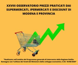 Scopri di più sull'articolo XXVIII OSSERVATORIO PREZZI PRATICATI DAI SUPERMERCATI, IPERMERCATI E DISCOUNT DI MODENA E PROVINCIA