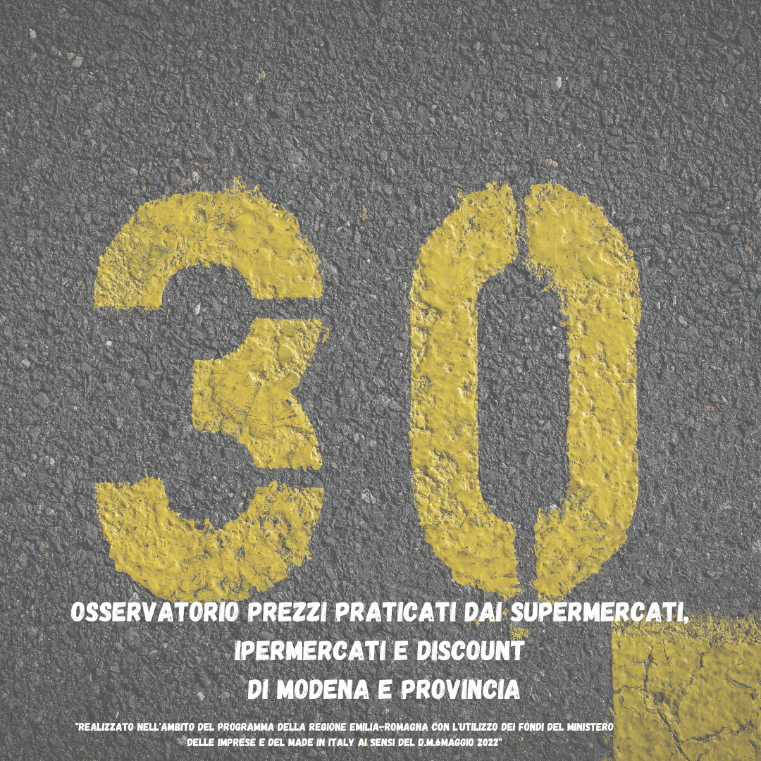 Scopri di più sull'articolo OSSERVATORIO SUI PREZZI PRATICATI DAI SUPERMERCATI, IPERMERCATI E DISCOUNT DI MODENA E PROVINCIA