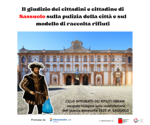 Scopri di più sull'articolo Il giudizio dei cittadini e cittadine di Sassuolo sulla pulizia della città e sul modello di raccolta rifiuti                  Ciclo INTEGRATO DEI RIFIUTI URBANI -seconda indagine sulla soddisfazione dell’utenza domestica 2025 di Sassuolo