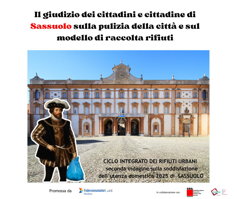 Scopri di più sull'articolo Il giudizio dei cittadini e cittadine di Sassuolo sulla pulizia della città e sul modello di raccolta rifiuti                  Ciclo INTEGRATO DEI RIFIUTI URBANI -seconda indagine sulla soddisfazione dell’utenza domestica 2025 di Sassuolo